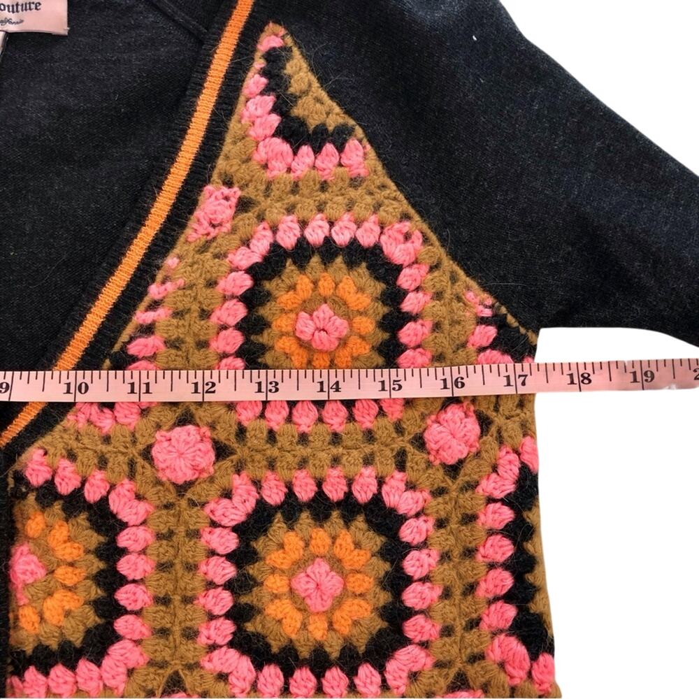 JY2k Juicy Couture Crochet Granny Square Wool Cashmere Cardigan Button Front - Picture 9 of 16